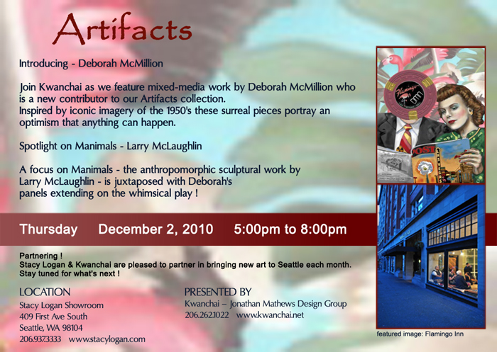 Kwanchai INVITES INTRODUCING DEBORAH MCMILLION AT THE FIRST THURSDAY ARTWALK - DECEMBER 2ND